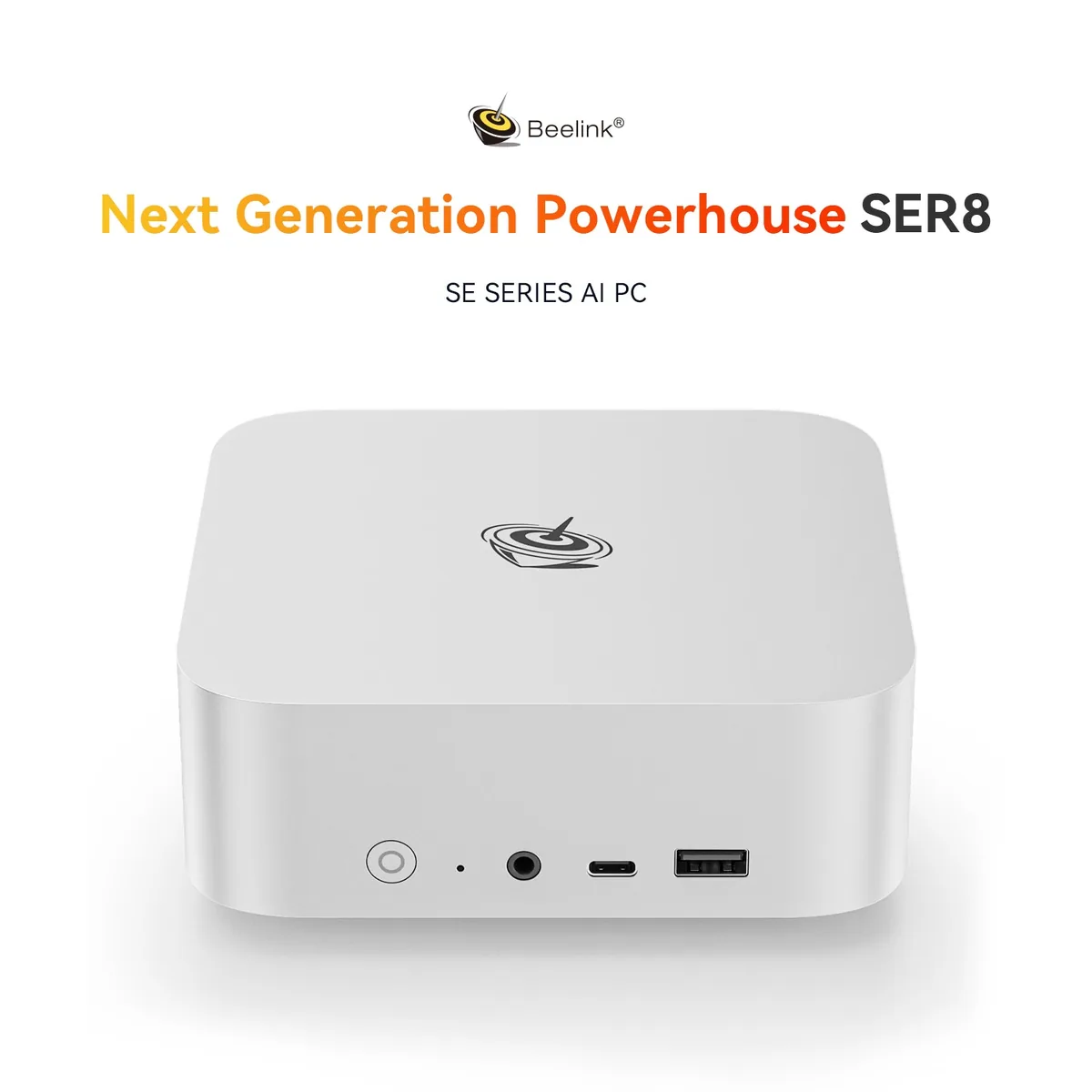 Beelink SER8 - Angled perspective showcasing Mac Studio-inspired minimalist unibody design