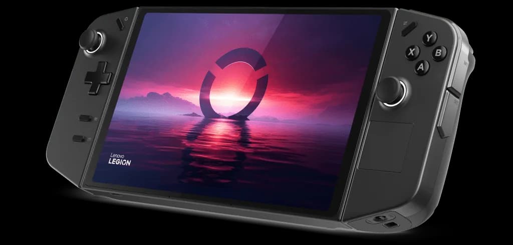 Lenovo Legion Go - Angled right perspective showing mouse sensor wheel on right controller